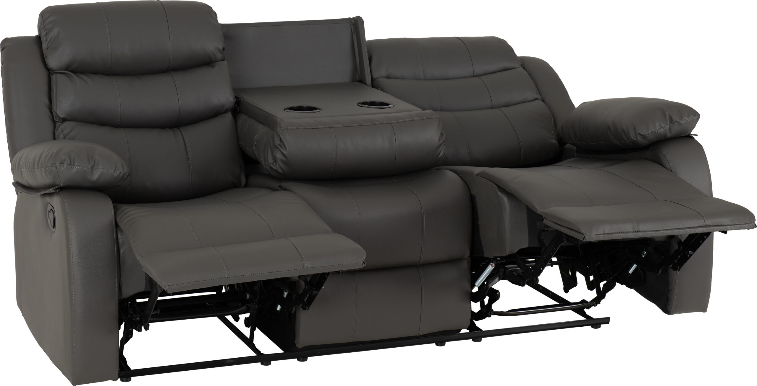 Roma 3 Seater Recliner Sofa Grey Faux Leather - Image 3
