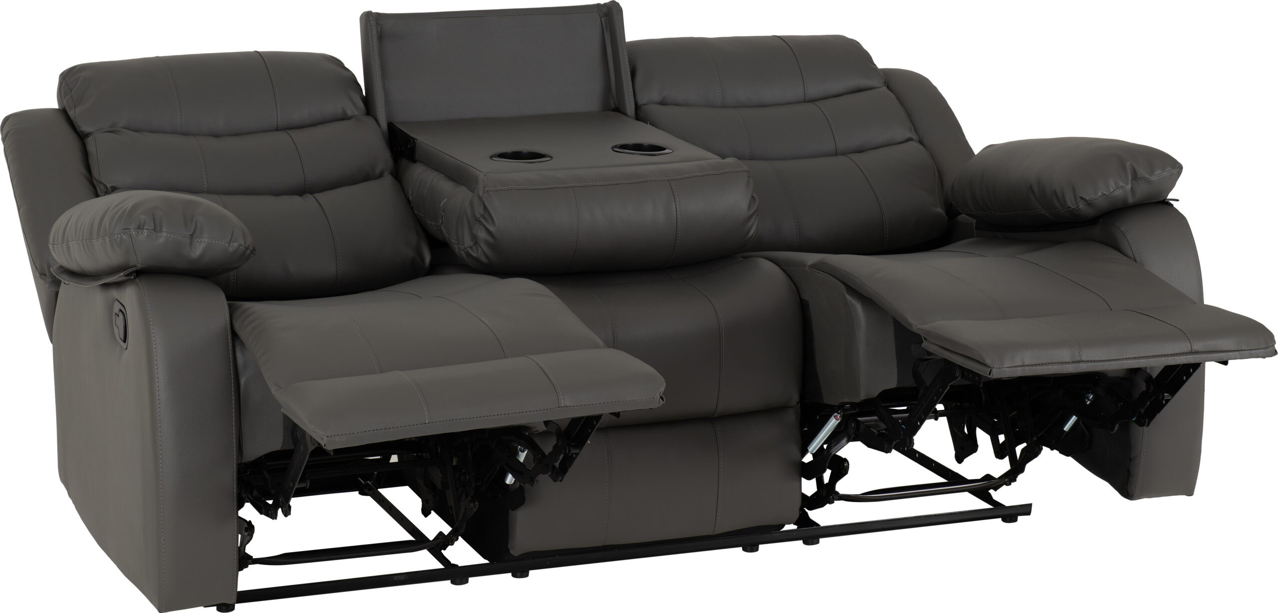 Roma 3 Seater Recliner Sofa Grey Faux Leather - Image 4