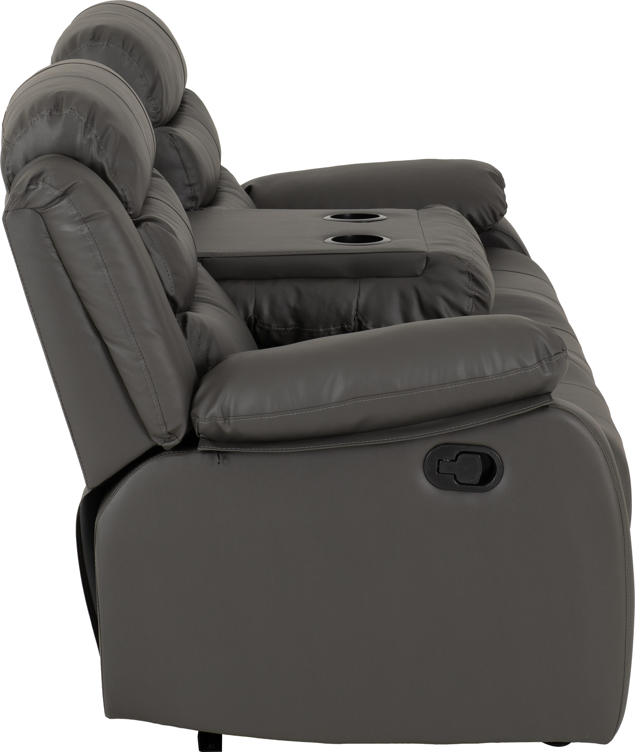 Roma 3 Seater Recliner Sofa Grey Faux Leather - Image 6