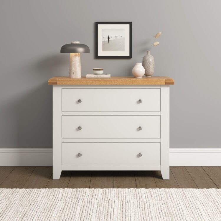 Windsor 3 Drawer Chest Ivory/Oak