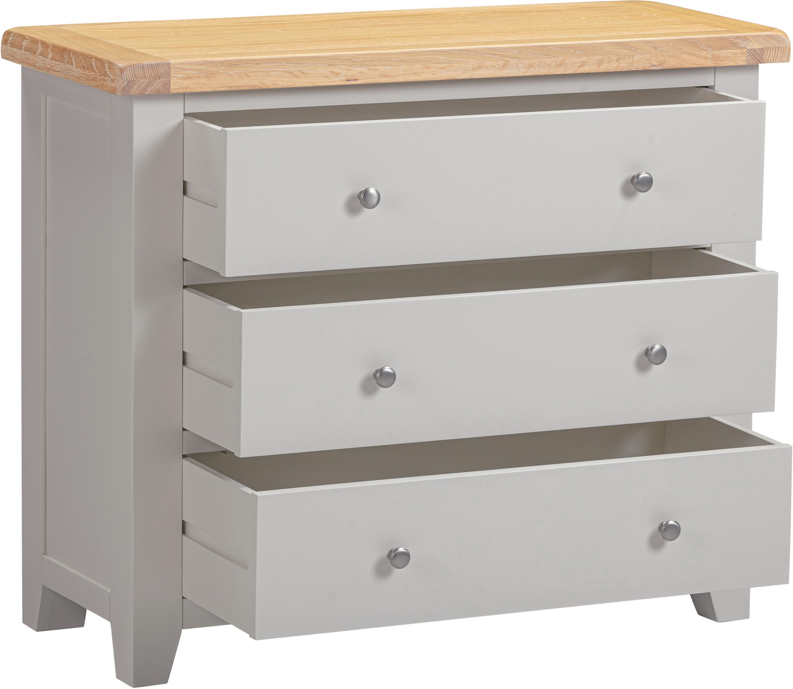Windsor 3 Drawer Chest Pebble Grey/Oak - Image 2