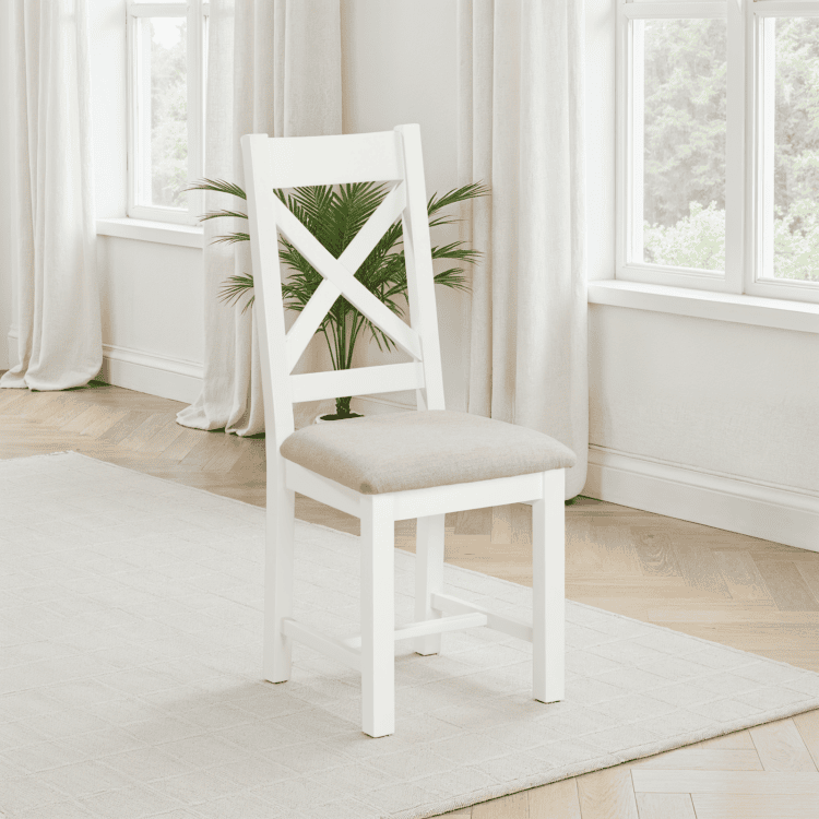 Windsor Cross Back Chair (Box of 2) Ivory/Oat Fabric