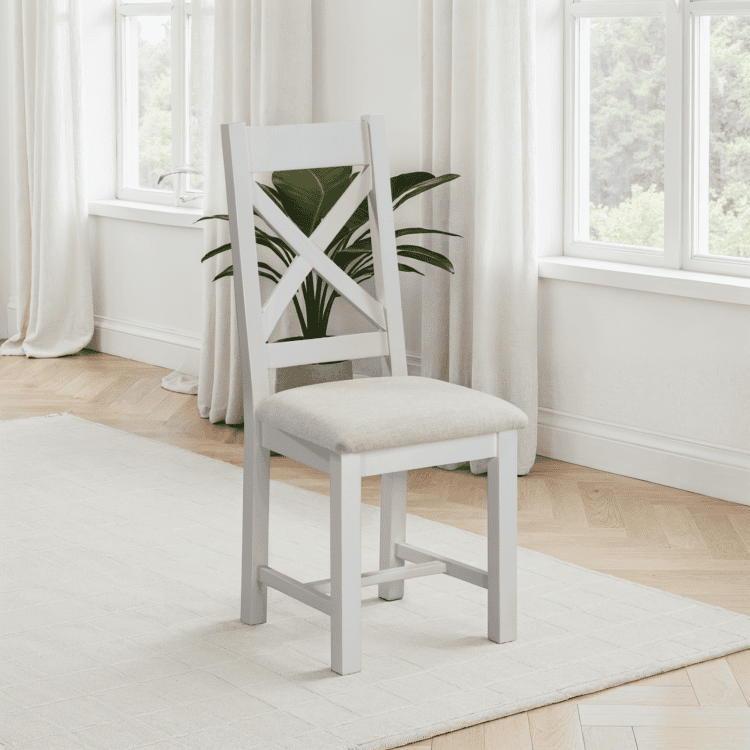 Windsor Cross Back Chair (Box of 2) Pebble Grey/Oat Fabric