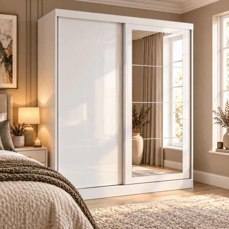 Nevada 2 Door Sliding Wardrobe White Gloss